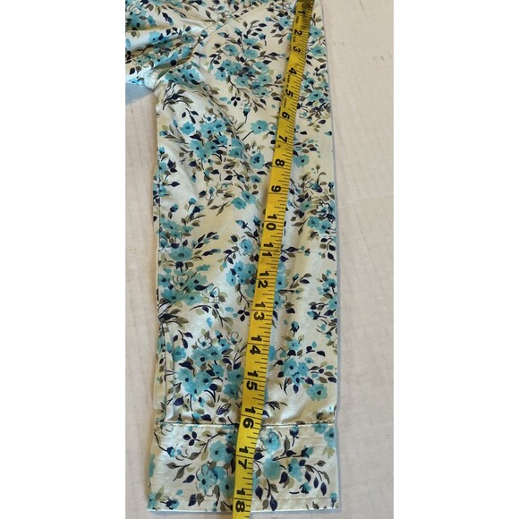 Crazy Horse Blouse Liz Claiborne Women’s S Blue Green Floral Button Up Top 3/4 - Picture 7 of 8